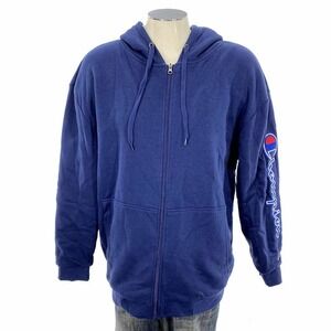 NWT‎ Champion BIG SCRIPT SPELLOUT Zip Hoodie Sweatshirt 1XL Blue Warm Jacket Men